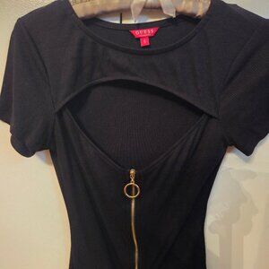 Black short sleeved "Guess" cut out top-SMALL